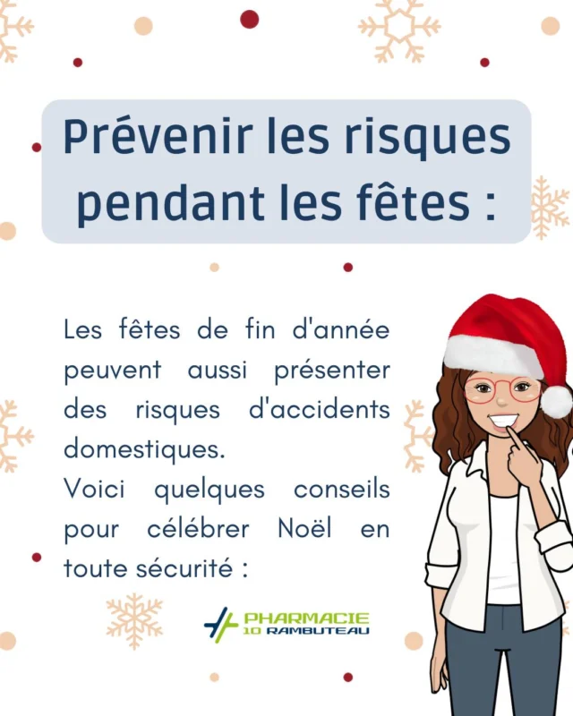 🎄✨ Un Noël magique, mais en toute sécurité ! ✨🎄

Les fêtes de fin d'année sont synonymes de joie et de moments en famille, mais elles peuvent aussi présenter quelques risques à la maison. Notre conseil : Une maison sécurisée, c'est l’assurance de fêtes réussies et sans stress !

👉 Pour d'autres conseils ou des produits adaptés, passez nous voir en pharmacie. Nous sommes là pour vous accompagner ! 💡

#sécuriténoël #préventiondomestique #noëlserein #PharmacieRambuteau #christmas  #prendresoindesonentourage #conseilssante #prendresoindesonenfant #pharmacie #pharmacien #pharmaciemacon #prendresoindesoi