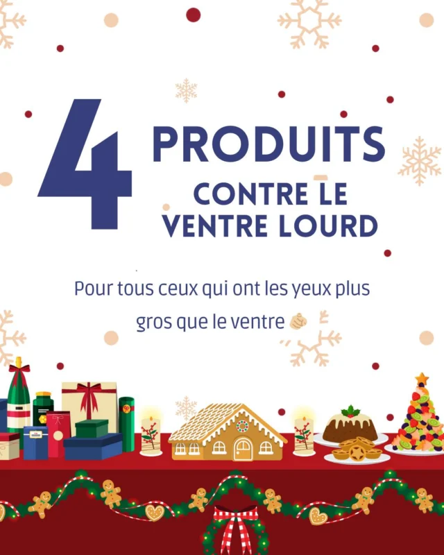 🎄 Ventre lourd après un repas de fête ? Pas de panique, on a ce qu’il vous faut ! 🍽️

Entre les délicieux plats et les desserts gourmands, votre estomac peut parfois demander un peu d’aide. Voici nos 4 alliés indispensables pour une digestion légère et sereine !

✨ Notre conseil bonus : Prenez le temps de savourer et n’hésitez pas à vous promener après le repas pour soulager votre ventre.

📍 Tous ces produits sont disponibles en pharmacie. Passez nous voir pour des conseils personnalisés et profitez des fêtes sans tracas ! 🎅🎁

 #prendresoindesoi #pharmacie #prendresoindesonenfant #conseilssante #prendresoindesonentourage 
#digestionlégère #ventrelourd  #pharmacieMâcon #bienêtredigestif