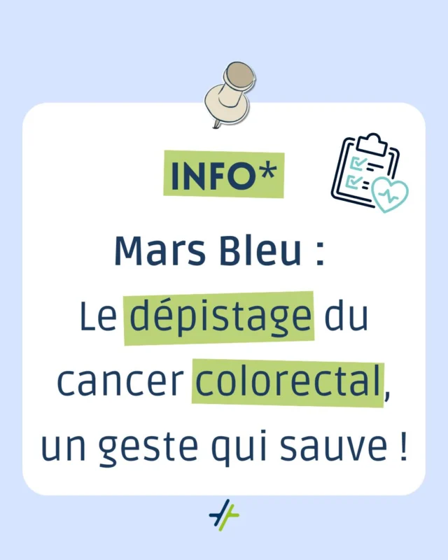 💙 Mars Bleu : Le dépistage du cancer colorectal peut sauver des vies ! 

🔎 Le cancer colorectal est l’un des plus fréquents, mais détecté tôt, il se soigne dans 9 cas sur 10.

📦 Un test simple, rapide et gratuit est recommandé tous les 2 ans dès 50 ans. Il permet de détecter d’éventuelles anomalies avant l’apparition des symptômes.

📍 Disponible en pharmacie ou sur prescription médicale. Demandez conseil à votre professionnel de santé !

Prenez soin de vous, pensez au dépistage ! 💙

#MarsBleu #DépistageColorectal #PréventionSanté #AgirPourSaSanté #Pharmacie #PharmacieRambuteau